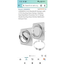 Stainless 6 Inch Backdraft Damper with 2 PCS Ducting Hose Clamps, Stainless Steel Backflow