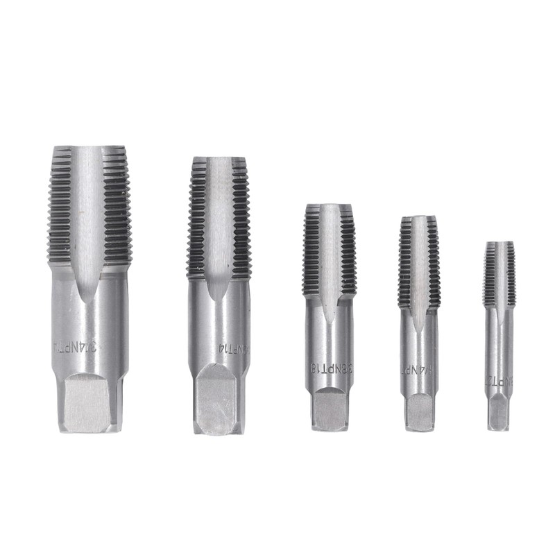 5 Piece NPT Pipe Tap Set, Carbon Steel Threaded Plumbing