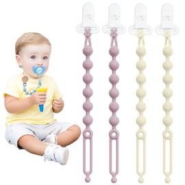 Zufio 4Pack Dummy Chains 2Pack - WeSweet One-Piece Dummy Clips Boys - Flexible and Rust-Free Baby Essentials BPA Free