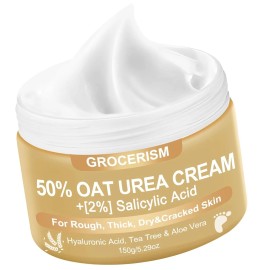 Grocerism 50% Oat Urea Cream for Feet Maximum Strength + 2% Salicylic Acid Moisture 5.29Oz