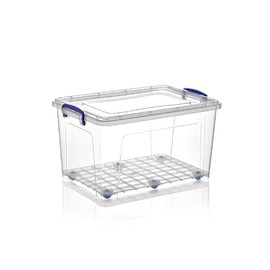 Superio Storage Container, 44 Qt, Clear with Blue Handles
