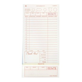 Royal AmerCare Tan Guest Check Paper Receipt Book, Carbonless Order Book with 17 Lines, 3 Part Loose, Case of 8 Server Notepad Books