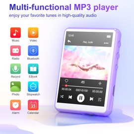 MECHEN 64GB MP3 Player Bluetooth 5.3 with 2.4" Full Touch Screen，Portable Digital Music Player with Speaker，FM Radio, Line Recording, HiFi Lossless Sound, Support up to 128GB