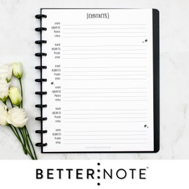 BetterNote Contact Address Refill Pages for Disc Notebooks, Fits TUL, Happy Planner, Levenger Circa, Staples ARC, Talia (Whimsy- 50 Sheets, 11-Disc, 8.5"x11")