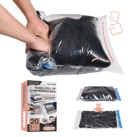 Compression Bags for Travel - Travel Essentials - 20 Pack Space Saver Bags - No Vacuum Needed - Compression Packing Bags for Cruise Accessories