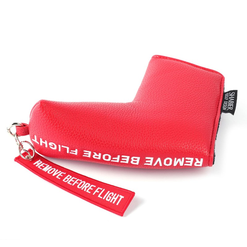 SHABIER Black Golf Head Cover with Red Remove Before Flight
