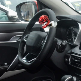 Arenbel Car Turning Assist Grip Handle Skull Steering Wheel Suicide Spinner Booster Knob Fit Most Vehicles Trucks Tractors Boats, Red