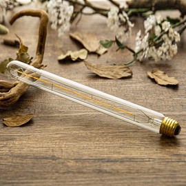 Dimmable Edison T10(T30) LED Tubular Bulb 6W,Warm White 2700K,T300 Long Tube Light Bulbs,Vintage LED Filament Bulbs 60 Watt Equivalent,E26 Base, 550LM, Clear Glass Cover,11.8in(300mm),4-Pack