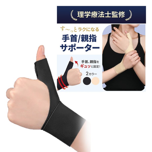 [理学療法士監修] 手首 サポーター 親指 親指付け根 固定 薄手 簡単装着 男女兼用 Lazx