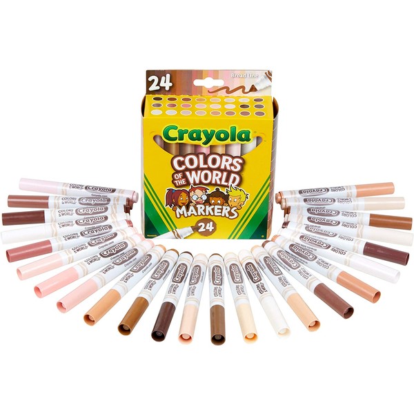 Crayola Colors of The World Markers 24 Count, Washable Skin Tone Markers, 24