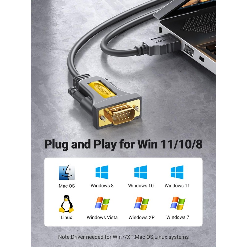 UGREEN 3ft USB to Serial Adapter, Serial to USB Adapter