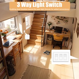 3 Way Switch,Rocker Decorator Paddle Light Switch,NineLeaf 24PK Three Way, 3 Wire, Self-Grounding Screw, Residential Grade, 15A, UL Listed, Quick Push-in & Side Wired, White