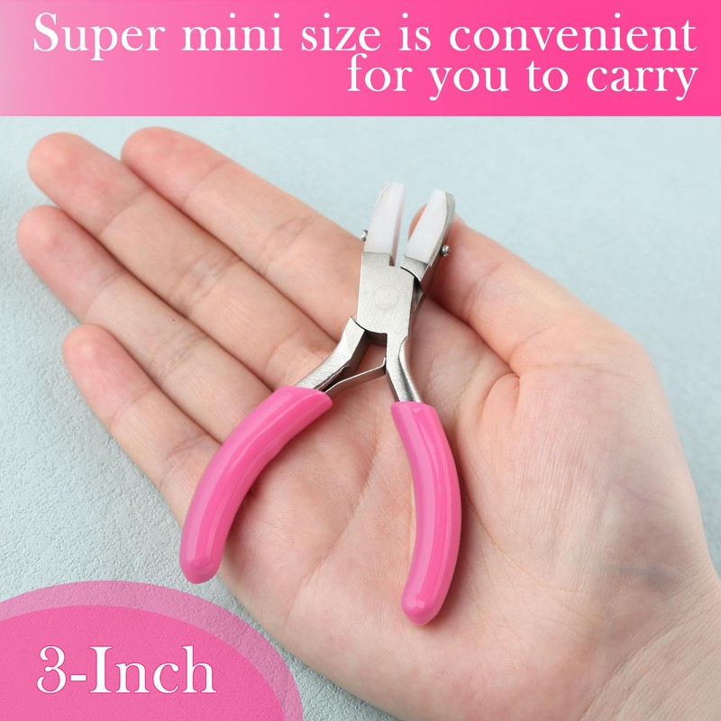 LEONTOOL Mini Flat Nose Pliers for Jewelry Making with 2