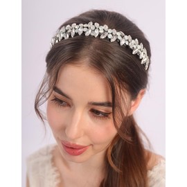 BERYUAN Opal Crystal Rhinestone Headband Teardrop Rhinestone Wedding Headpiece Simple Rhinestone Bridal Hairband Silver Rhinestone Wedding Headband for Brides Bridesmaid
