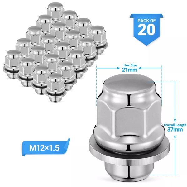 Unbranded Qty 20 Chrome 12x1.5 Wheel Lug Nuts Mag Seat