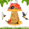 Mushroom Solar Bird Feeders for Outdoors Hanging Metal Wild Bird