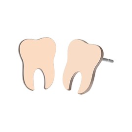 coadipress Dental Tooth Stud Earrings Set for Women Creative Cute Stainless Steel Gold Silver Plated High Polished Studs Jewelry Gift Dentist Doctor Nurse (Gold)