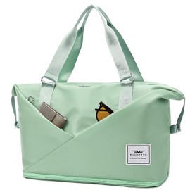 FIORETTO Womens Expandable Travel Bag Duffle Bag with Laptop Compartment, Water Resistant Gym Bag Weekend Bag Overnight Hospital Bag Holdall with Shoes Compartment & Wet Pocket Mint Green