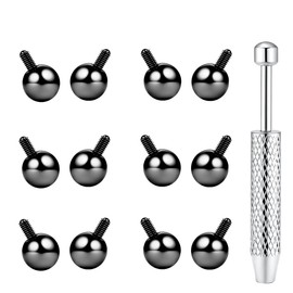 BodyBonita 12Pcs G23 Titanium Replacement Balls for Piercings - Piercing Ball Grabber Tool for Changing Jewelry Pick Up Grabber Tool Screw On Septum Balls Removal Black