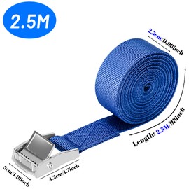 LUZOON Tie Down Straps 6 Pieces 2.5 m Lashing Straps with Ratchet Load Capacity up to 250 kg (6 Pieces Blue - 2.5 m x 25 mm)