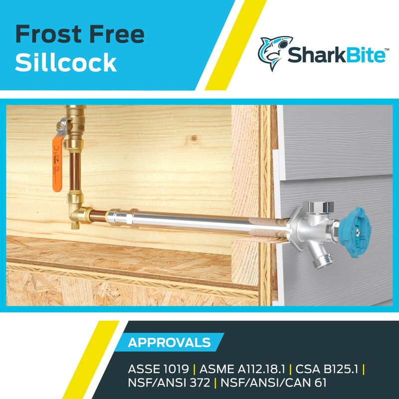 SharkBite 12 Inch Frost Free Sillcock, 1/2 x 3/4 Inch