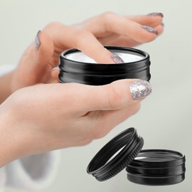 BOHUIZ 15ml Small Tins with Lids, 10Pcs Round Threaded Double-sided Aluminum Box Travel Sized Leakproof Face Cream Cosmetic Sample Jar Refillable Containers for Cosmetic, Candles, Candies(Black)