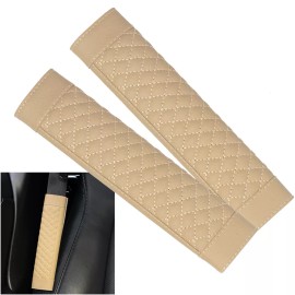 Unbranded 2 pcs Car Seat Belt Cover Shoulder Strap Pad Cushion Harness Beige Leather