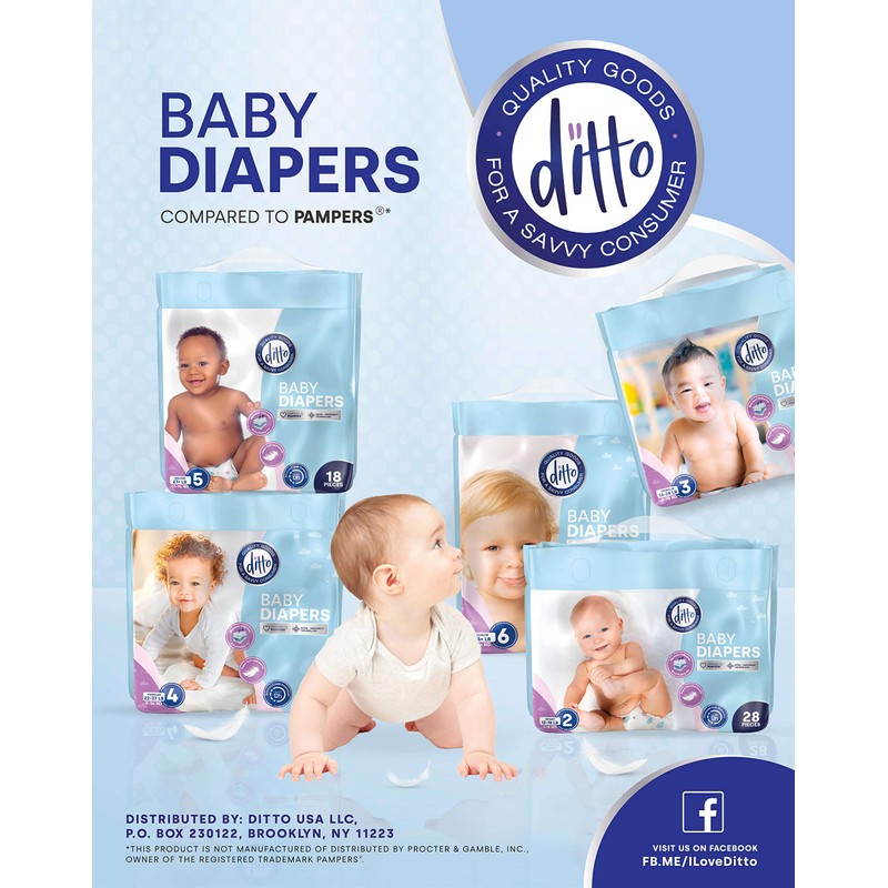 Ditto Baby Diapers Size 4 (160 Count) – Breathable Disposable