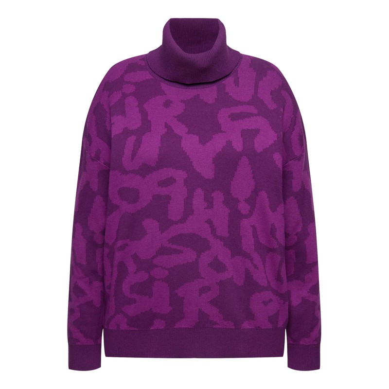 Ulla Popken Women's Letter Inlay Jumper, Purple