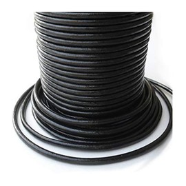Auroris - 11 Yards / 10 Meter Black Leather Cord Round Ø 3 mm - Black