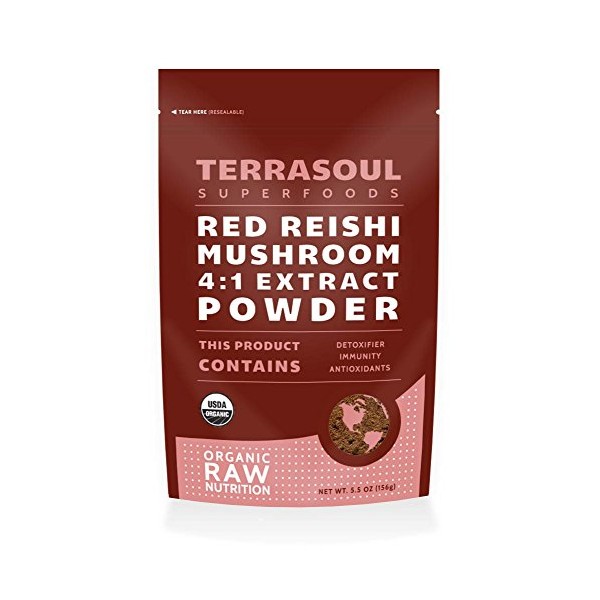 Terrasoul Superfoods Organic Reishi Mushroom Powder (4:1 Extract), 5.5 Oz - Immune Boosting | Coffee Enhancer | Deeper Sleep