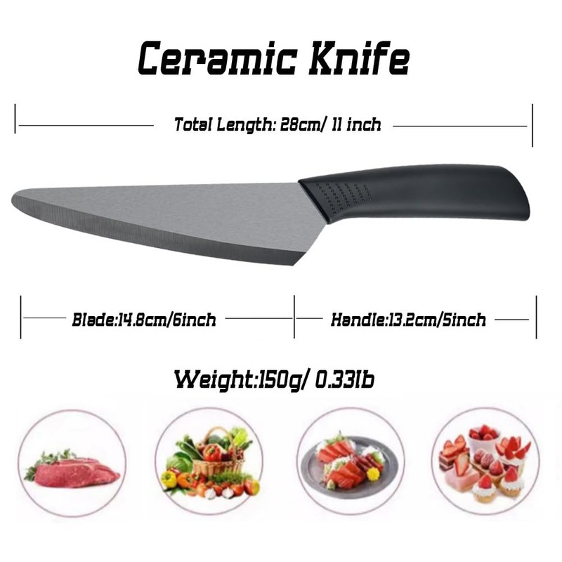 Ceramic Knife 6 inch Chef Knife Black Blade Small Paring