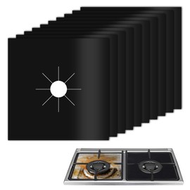 Lanjue 10 Pieces Gas Hob Protectors, Non-Stick Stove Cover Reusable Burner Protector Heat Resistant Stovetop Sheets Easy Clean Gas Hob Covers€‹ for Gas Cookers Black