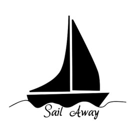 Sail Away Sailboat NOK Decal Vinyl Sticker |Cars Trucks Vans Walls Laptop|Black|5.5 x 5.0 in|NOK555