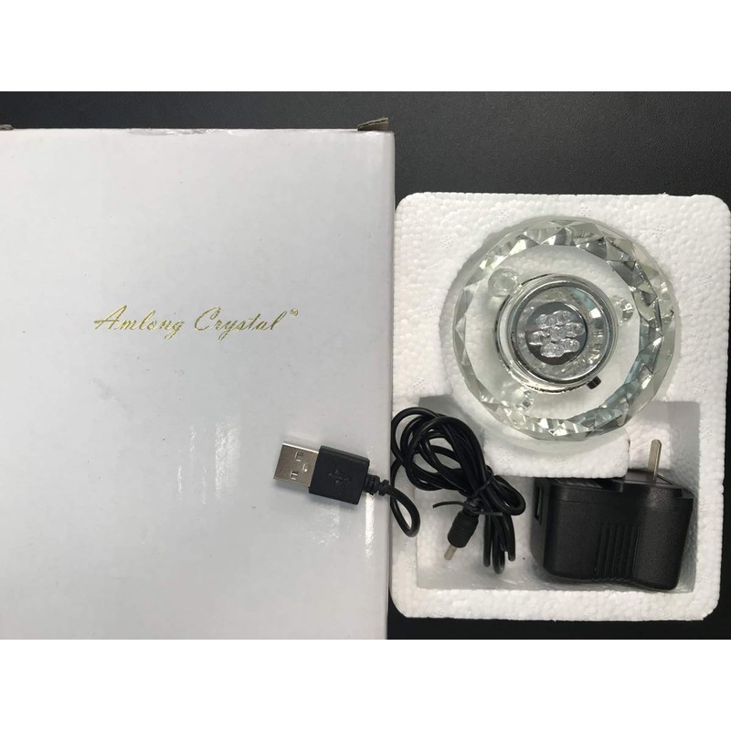 Amlong Crystal 7 LED Colored Lights Illuminated Round Crystal Display