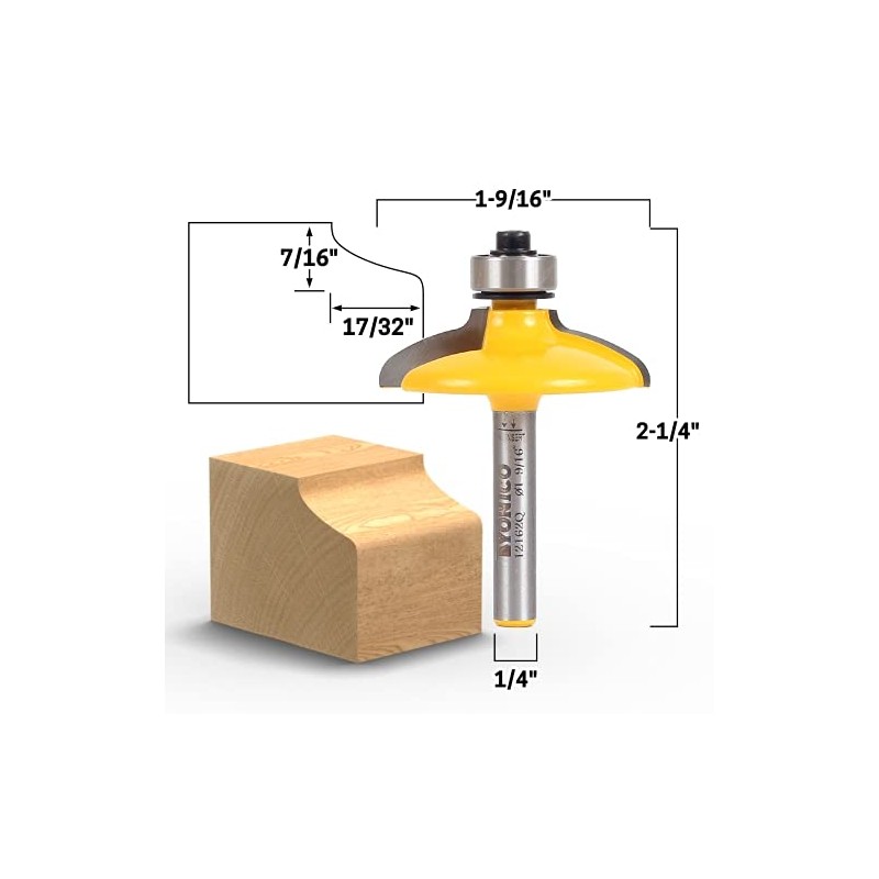 YONICO Cabinet Door Edge Router Bits Set 4 Bit 1/4-Inch