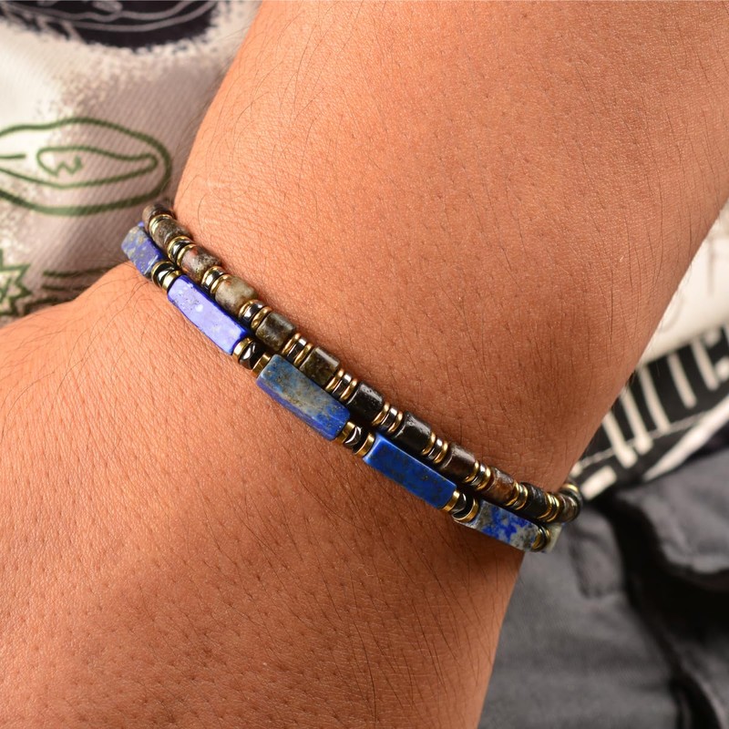 CASVIA Biotite Veil Men's Beaded Bracelet - Handcrafted Stone Bracelet