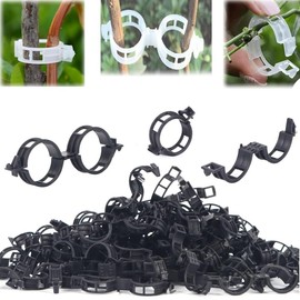 100pcs Plant Support Clips Reusable Tomato Clips Plastic Trellis Clips Garden Clips Secured Plastic Plant Clip for Climbing Plants Tomato Grape Vine Vegetables Plant Fixing Clips, 1.18" Inner Diameter