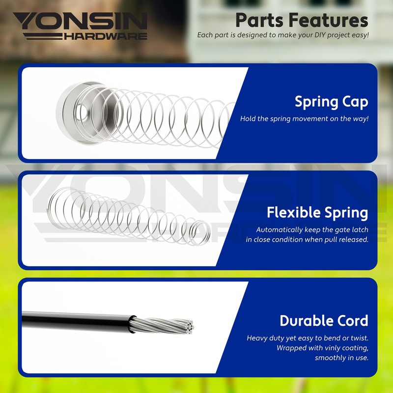 YONSIN 2 Sets Gate Latch Cable Pull, Steel Wire Rope