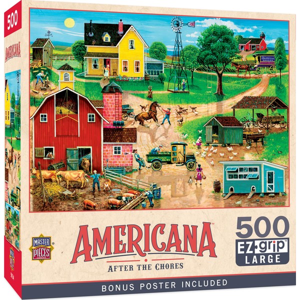 Masterpieces 500 Piece EZ Grip Jigsaw Puzzle for Adults, Family, Or Kids - After The Chores - 19.25"x26.75"