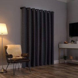 Sun Zero Tyrell Tonal Texture Draft Shield Fleece Insulated Total Blackout Grommet Curtain Panel, 50" x 96", Sterling Gray