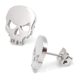 Steelmeup arete de tuerca de acero inoxidable con diseño de calavera, color negro y dorado, Metal, Metal