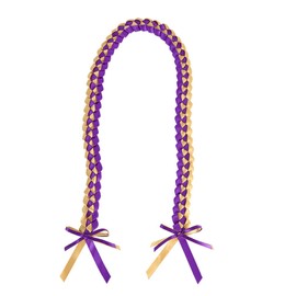 Kicomvi Graduation Leis Class of 2025 Grad Ribbon Braided Necklace Graduation leis Necklace for High School College Graduation DIY Decors-yellow purple