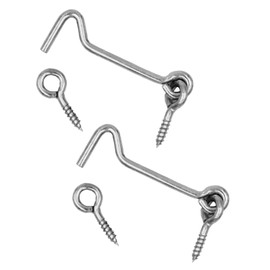 Wideskall 4" inch Heavy Duty Zinc Plated Wire Gate Hook and Eye Latch (Pack of 2)