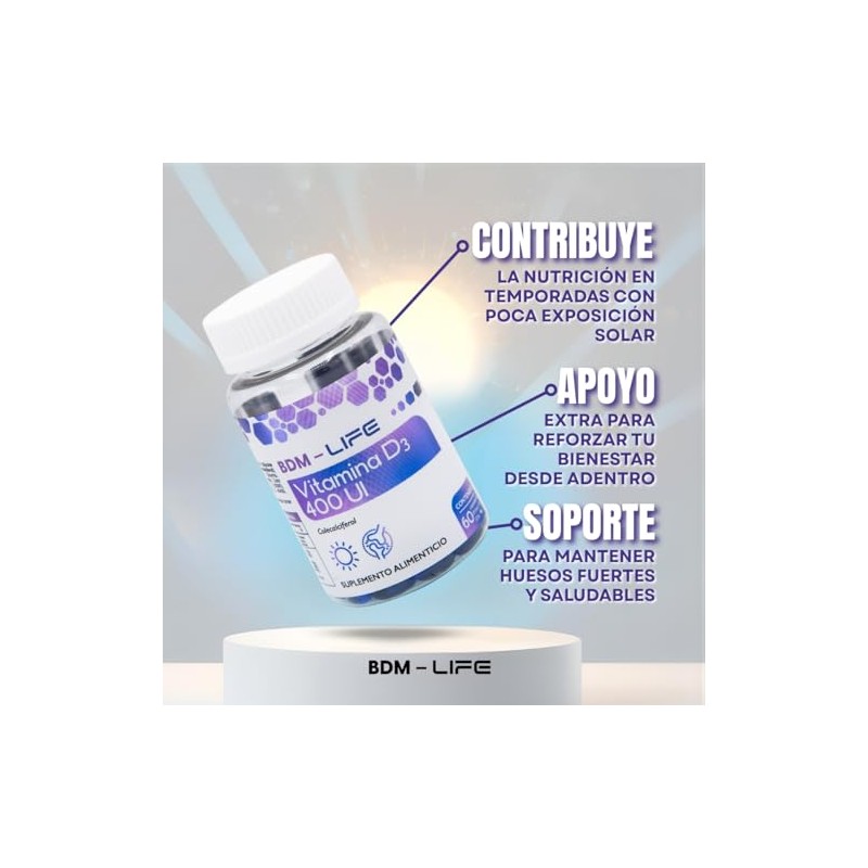 BDM LAB Vitamina D3 Paquete de 3 Frascos 60 cápsulas