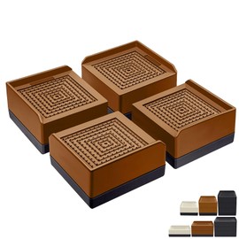 ANNKUT Bed Furniture Risers 1.5 inch, Square Adjustable Risers Blocks for Bed Sofa Table and Couch Lifting，Heavy Duty Support Up to 1,300 Lbs (4 Pack-Brown)