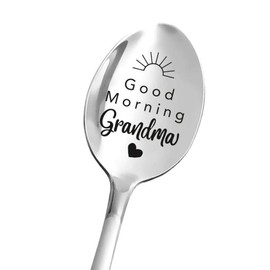 Good Morning Grandma Spoon,Grandma Granny Birthday Gifts for Granny Nana,Engraved Spoon Grandma,Engraved Spoon Gifts for Gigi,Birthday Present for Nannie Spoon.