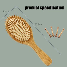 Wooden Hair Brush,1PC Natural Bamboo Hair Comb,Bristle Detangling Hairbrush,Bamboo Anti Static Hair Massage Brush,Bamboo Paddle Hairbrush,Natural Wooden Hair Brush with Air Cushion Combs,Oval