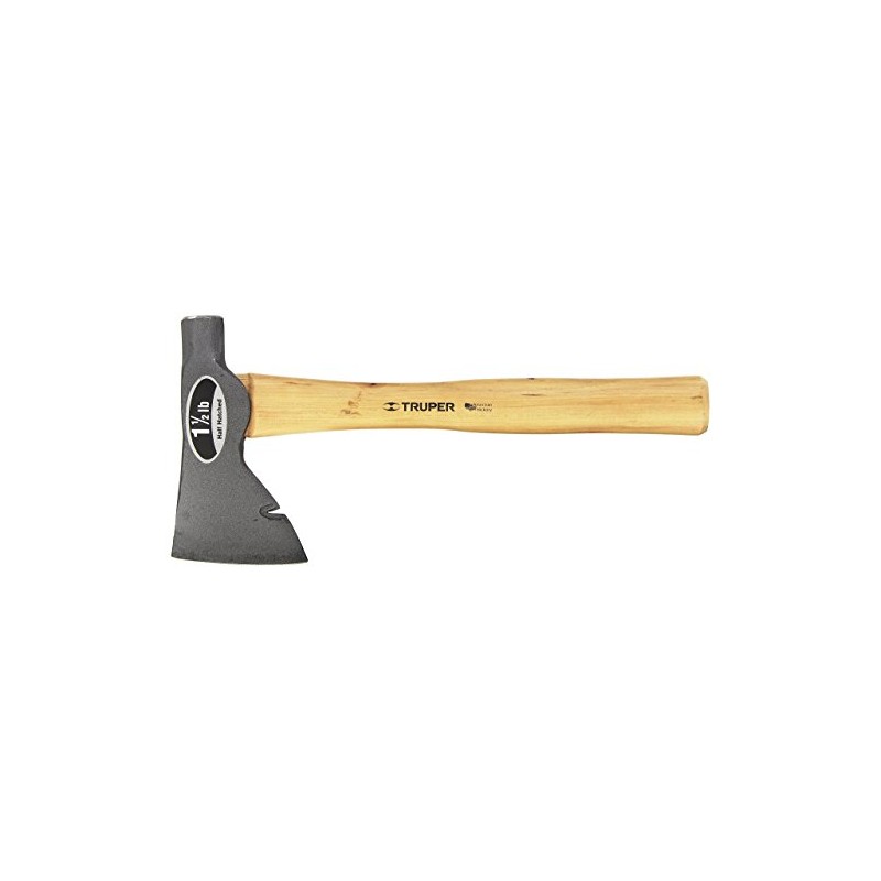 Truper 30516 1-1/2-Pound Half Hatched Axe, Hickory Handle, 14-Inch