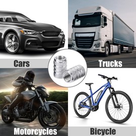 Haedot® 4PCS Tire Valve Stem Caps, Universal Aluminum Tire Valve Cap, Dust Proof Valve Cover for Cars, SUVs, Bike and Bicycle, Trucks, Motorcycles (Silver)